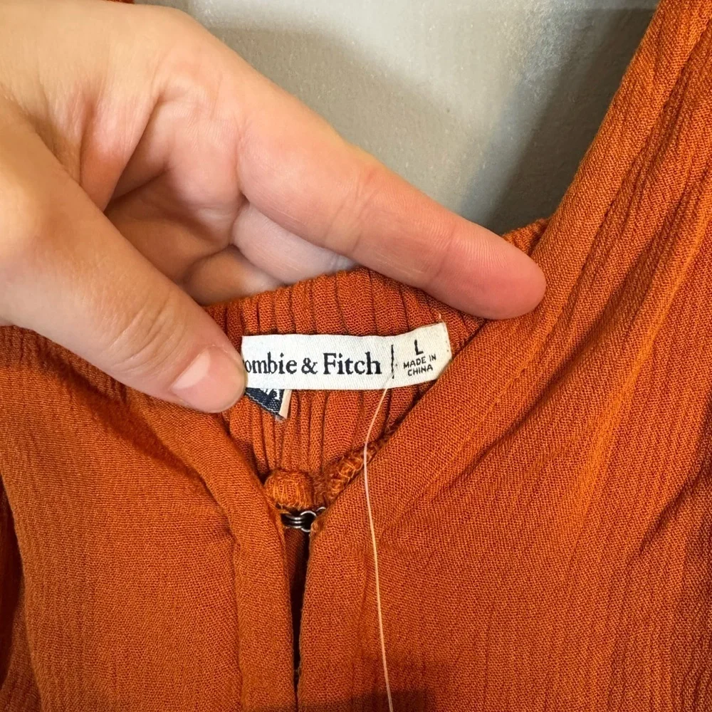 Abercrombie & Fitch NWT Women’s Rust Orange V-Neck Tie-Shoulder Maxi Dress